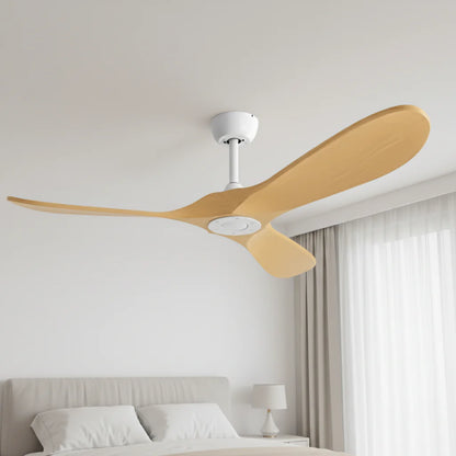 Ventilateur Plafond Vintage Industriel Sans LED — Moteur DC 35W — Blanc & Bois Naturel
