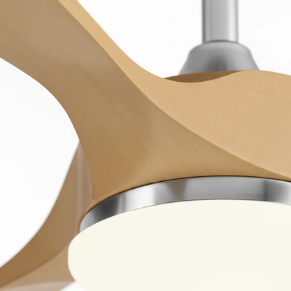 Ventilateur Plafond Vintage Industriel LED 24W — Moteur DC 35W — Argent & Bois Naturel