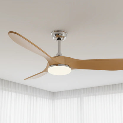 Ventilateur Plafond Vintage Industriel LED 24W — Moteur DC 35W — Argent & Bois Naturel