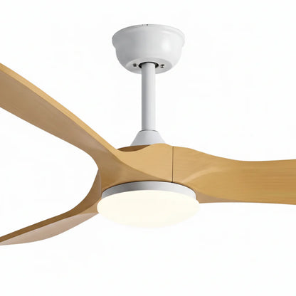Ventilateur Plafond Vintage Industriel LED 24W — Moteur DC 35W — Blanc & Bois Naturel