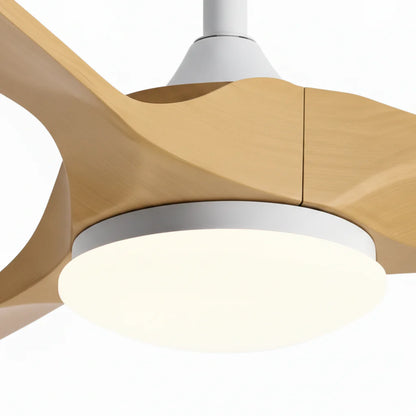 Ventilateur Plafond Vintage Industriel LED 24W — Moteur DC 35W — Blanc & Bois Naturel