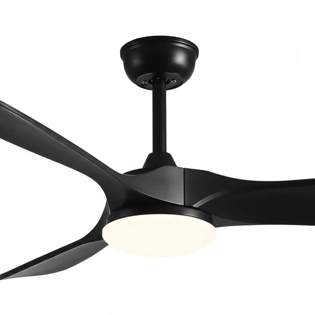 Ventilateur Plafond Vintage Industriel LED 24W — Moteur DC 35W — Total Noir Mat