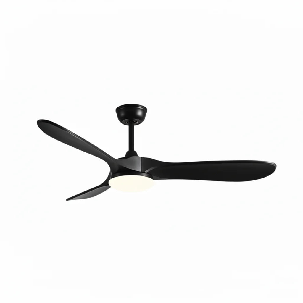 Ventilateur Plafond Vintage Industriel LED 24W — Moteur DC 35W — Total Noir Mat
