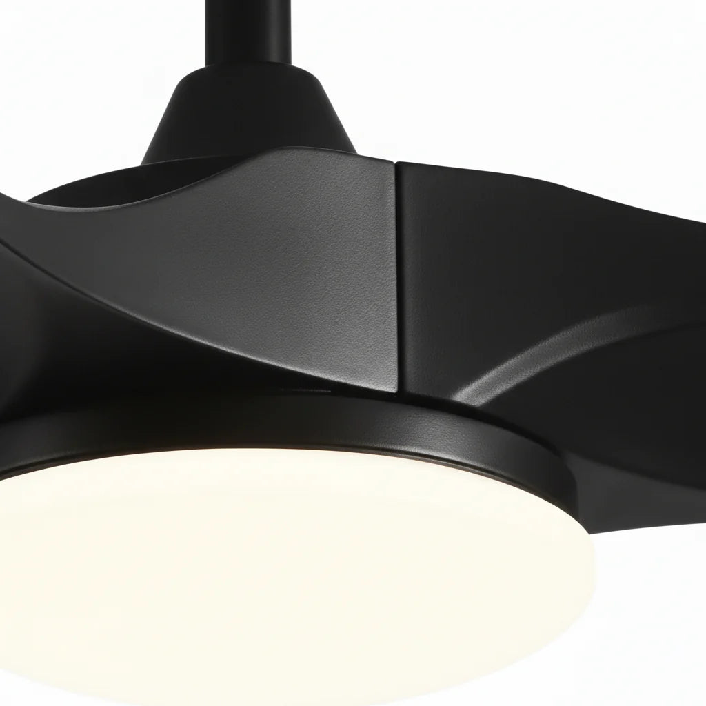 Ventilateur Plafond Vintage Industriel LED 24W — Moteur DC 35W — Total Noir Mat