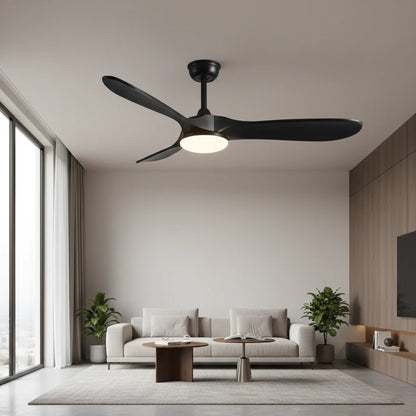 Ventilateur Plafond Vintage Industriel LED 24W — Moteur DC 35W — Total Noir Mat