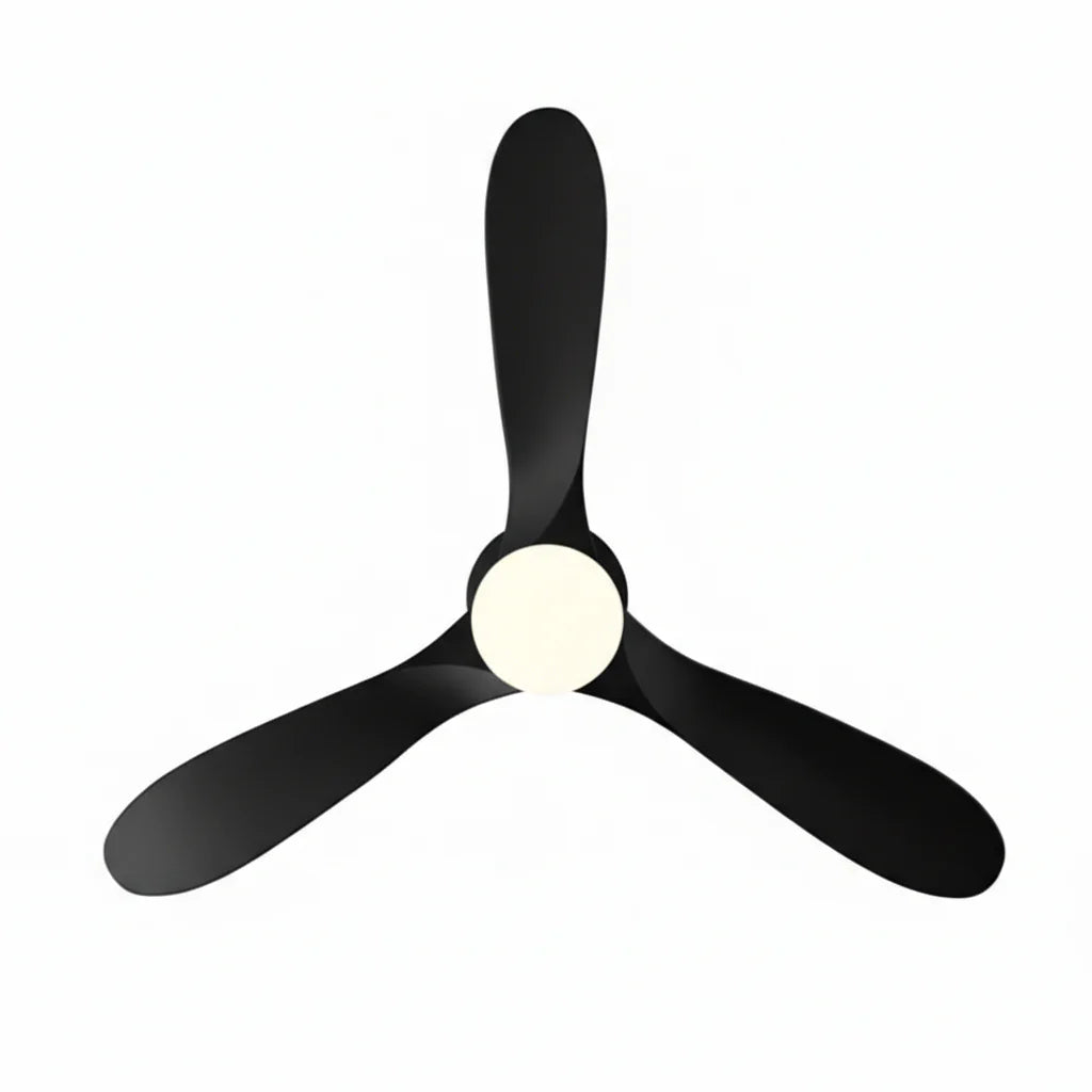 Ventilateur Plafond Vintage Industriel LED 24W — Moteur DC 35W — Total Noir Mat