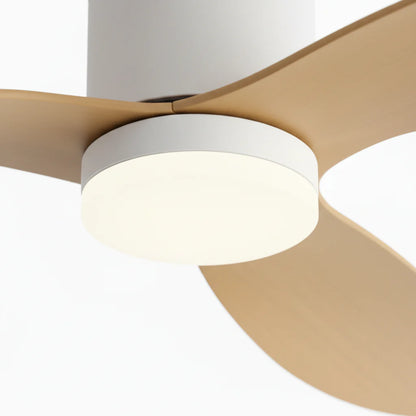 Ventilateur Plafond Ultra-plat 22cm LED 24W — Moteur Plat Silencieux — Blanc & Bois Clair