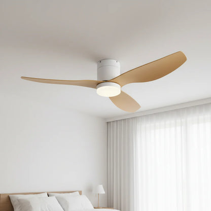 Ventilateur Plafond Ultra-plat 22cm LED 24W — Moteur Plat Silencieux — Blanc & Bois Clair