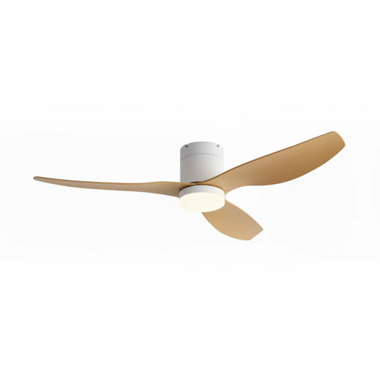 Ventilateur Plafond Ultra-plat 22cm LED 24W — Moteur Plat Silencieux — Blanc & Bois Clair