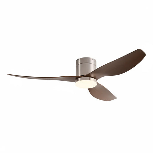 Ventilateur Plafond Ultra-plat 22cm LED 24W — Moteur Plat Silencieux — Argent & Bois Foncé