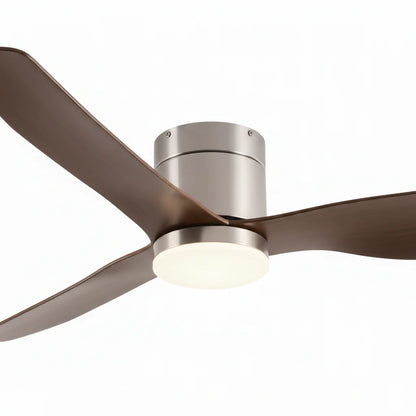 Ventilateur Plafond Ultra-plat 22cm LED 24W — Moteur Plat Silencieux — Argent & Bois Foncé