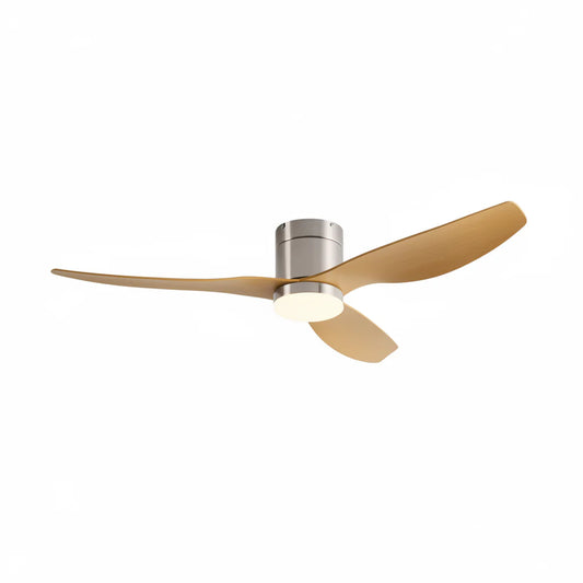 Ventilateur Plafond Ultra-plat 22cm LED 24W — Moteur Plat Silencieux — Argent & Bois Clair