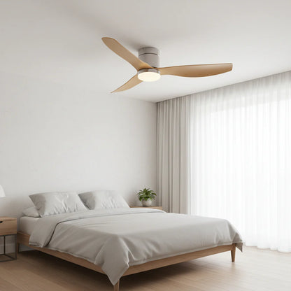 Ventilateur Plafond Ultra-plat 22cm LED 24W — Moteur Plat Silencieux — Argent & Bois Clair