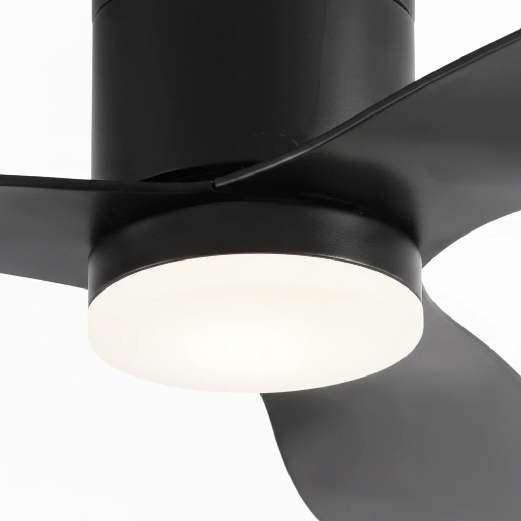 Ventilateur Plafond Ultra-plat 22cm LED 24W — Moteur Plat Silencieux — Total Noir Mat