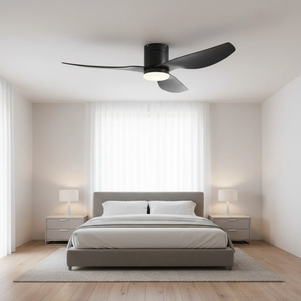 Ventilateur Plafond Ultra-plat 22cm LED 24W — Moteur Plat Silencieux — Total Noir Mat