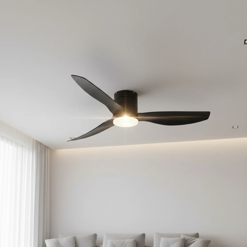 Ventilateur Plafond Ultra-plat 22cm LED 24W — Moteur Plat Silencieux — Total Noir Mat