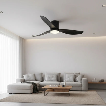 Ventilateur Plafond Ultra-plat 22cm LED 24W — Moteur Plat Silencieux — Total Noir Mat
