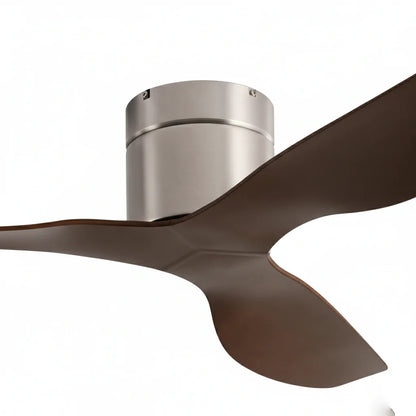 Ventilateur Plafond Ultra-plat 22cm Sans LED — Moteur Plat Silencieux — Argent & Bois Foncé