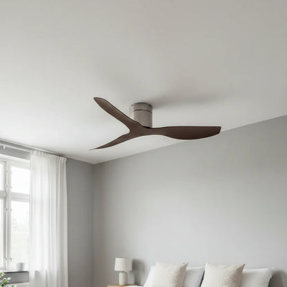Ventilateur Plafond Ultra-plat 22cm Sans LED — Moteur Plat Silencieux — Argent & Bois Foncé