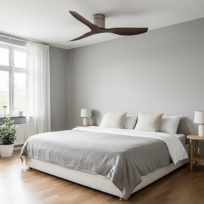 Ventilateur Plafond Ultra-plat 22cm Sans LED — Moteur Plat Silencieux — Argent & Bois Foncé