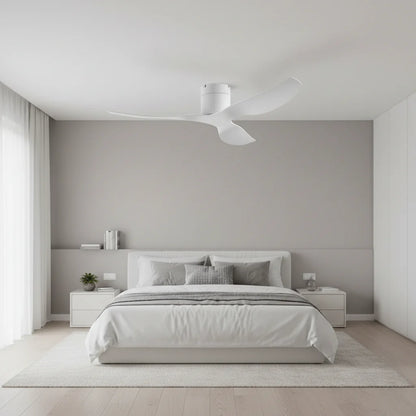 Ventilateur Plafond Ultra-plat 22cm Sans LED — Moteur Plat Silencieux — Total Blanc Mat