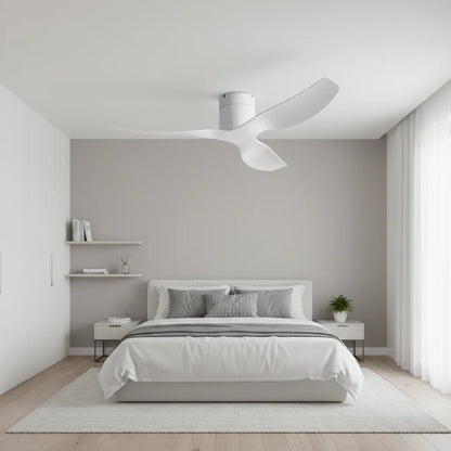 Ventilateur Plafond Ultra-plat 22cm Sans LED — Moteur Plat Silencieux — Total Blanc Mat