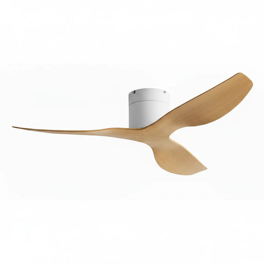 Ventilateur Plafond Ultra-plat 22cm Sans LED — Moteur Plat Silencieux — Blanc & Bois Clair