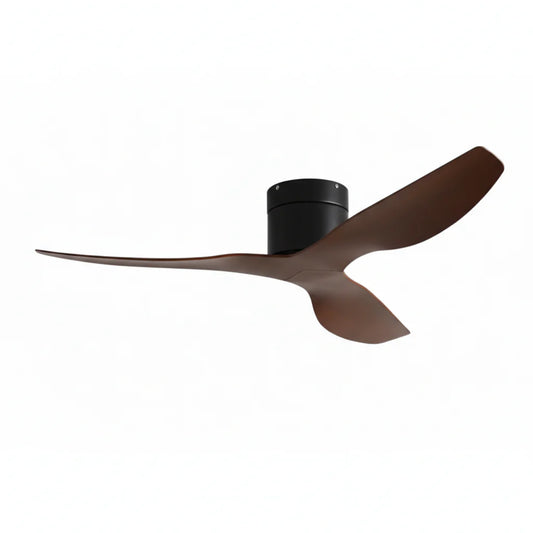 Ventilateur Plafond Ultra-plat 22cm Sans LED — Moteur Plat Silencieux — Noir & Bois Foncé