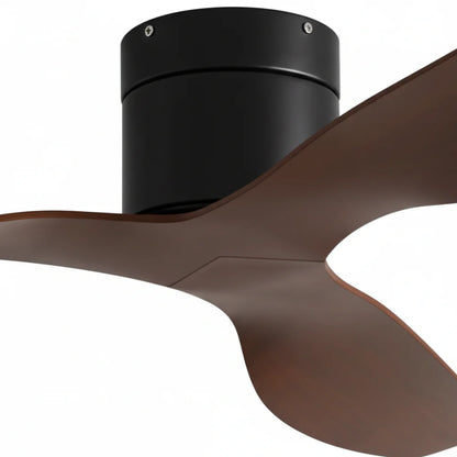 Ventilateur Plafond Ultra-plat 22cm Sans LED — Moteur Plat Silencieux — Noir & Bois Foncé