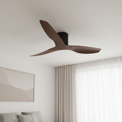 Ventilateur Plafond Ultra-plat 22cm Sans LED — Moteur Plat Silencieux — Noir & Bois Foncé