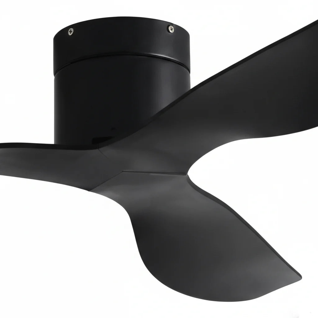 Ventilateur Plafond Ultra-plat 22cm Sans LED — Moteur Plat Silencieux — Total Noir Mat