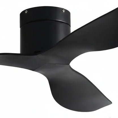 Ventilateur Plafond Ultra-plat 22cm Sans LED — Moteur Plat Silencieux — Total Noir Mat