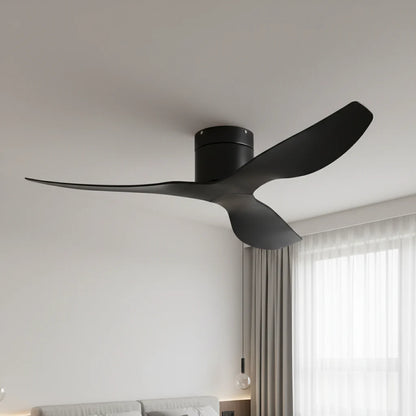 Ventilateur Plafond Ultra-plat 22cm Sans LED — Moteur Plat Silencieux — Total Noir Mat