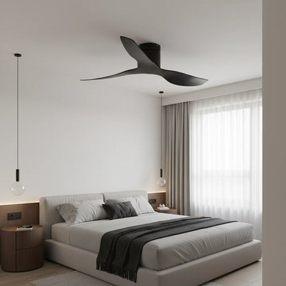 Ventilateur Plafond Ultra-plat 22cm Sans LED — Moteur Plat Silencieux — Total Noir Mat