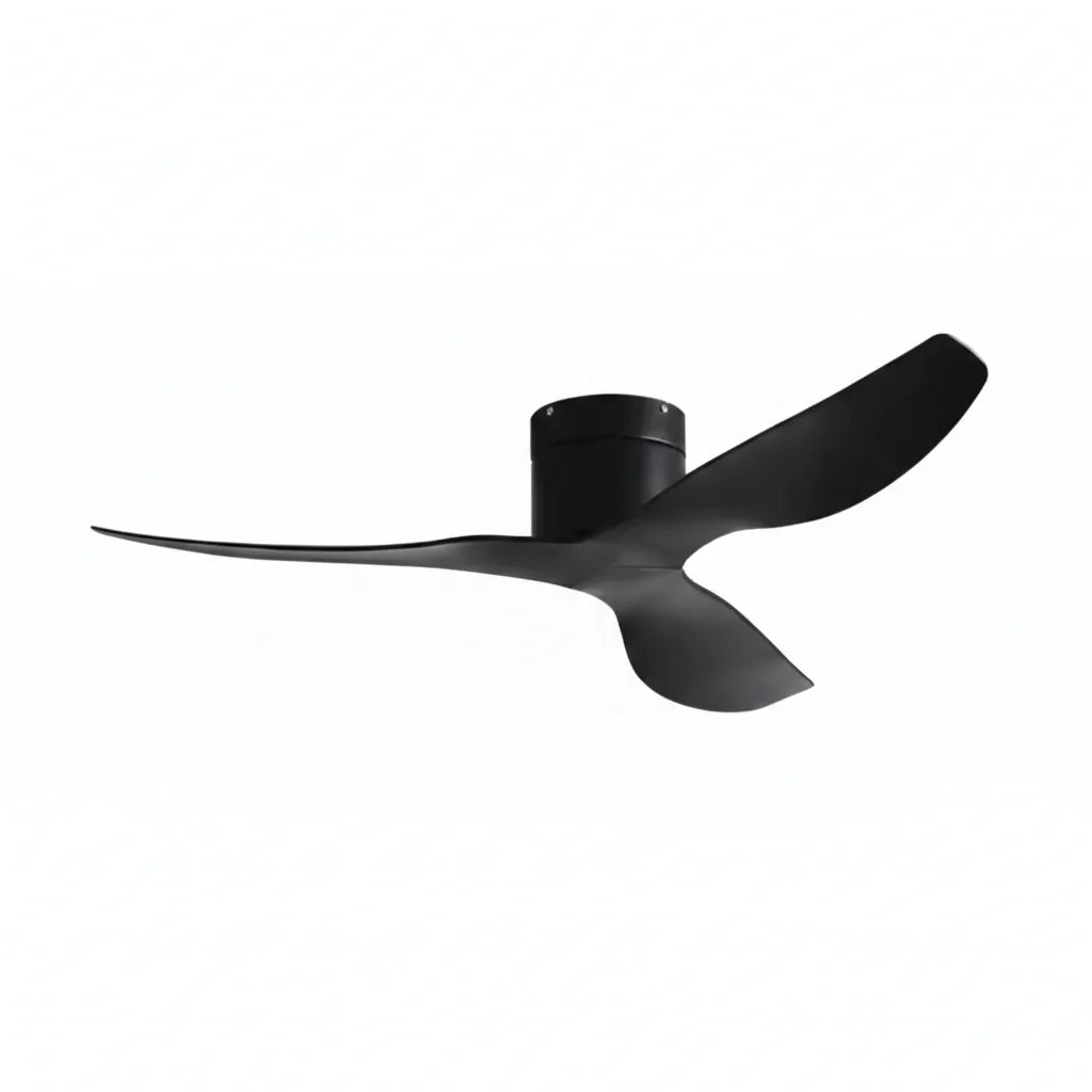 Ventilateur Plafond Ultra-plat 22cm Sans LED — Moteur Plat Silencieux — Total Noir Mat