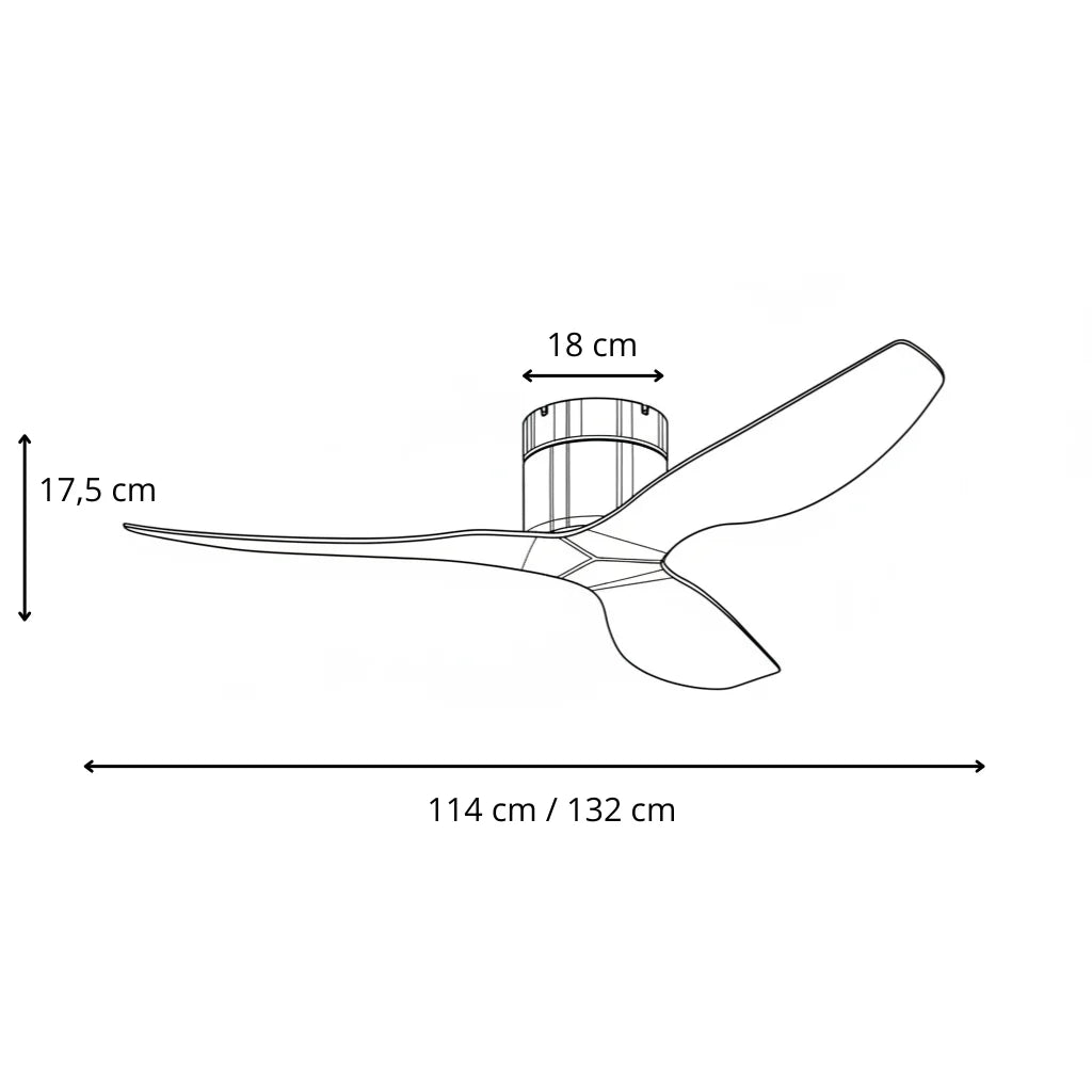 Ventilateur Plafond Ultra-plat 22cm Sans LED — Moteur Plat Silencieux — Blanc & Bois Clair