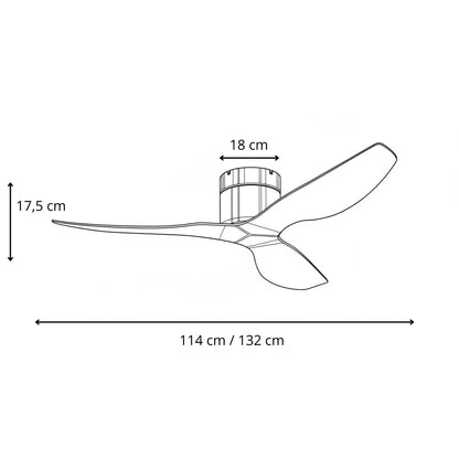 Ventilateur Plafond Ultra-plat 22cm Sans LED — Moteur Plat Silencieux — Total Noir Mat