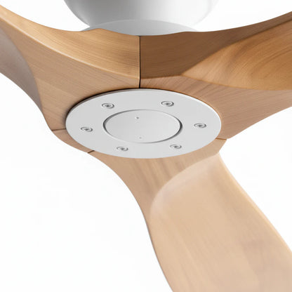 Ventilateur Plafond Bois Massif Sans LED — Moteur DC 35W Silencieux — Blanc & Bois Naturel