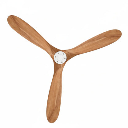 Ventilateur Plafond Bois Massif Sans LED — Moteur DC 35W Silencieux — Blanc & Bois Naturel
