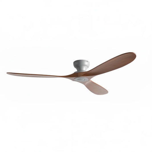 Ventilateur Plafond Bois Massif Sans LED — Moteur DC 35W Silencieux — Gris & Bois Foncé