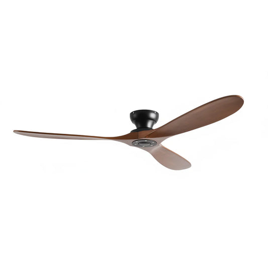 Ventilateur Plafond Bois Massif Sans LED — Moteur DC 35W Silencieux — Noir & Bois Foncé