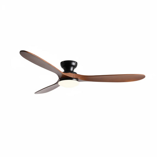 Ventilateur Plafond Bois Massif LED 24W — Moteur DC 35W Silencieux — Noir & Bois Foncé