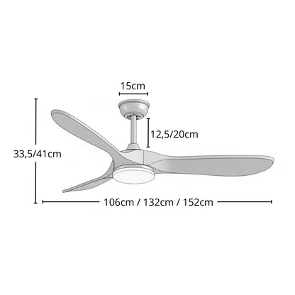 Ventilateur Plafond Vintage Industriel LED 24W — Moteur DC 35W — Argent & Bois Naturel