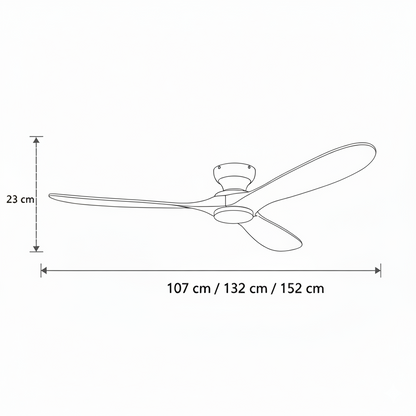 Ventilateur Plafond Bois Massif LED 24W — Moteur DC 35W Silencieux — Noir & Bois Foncé