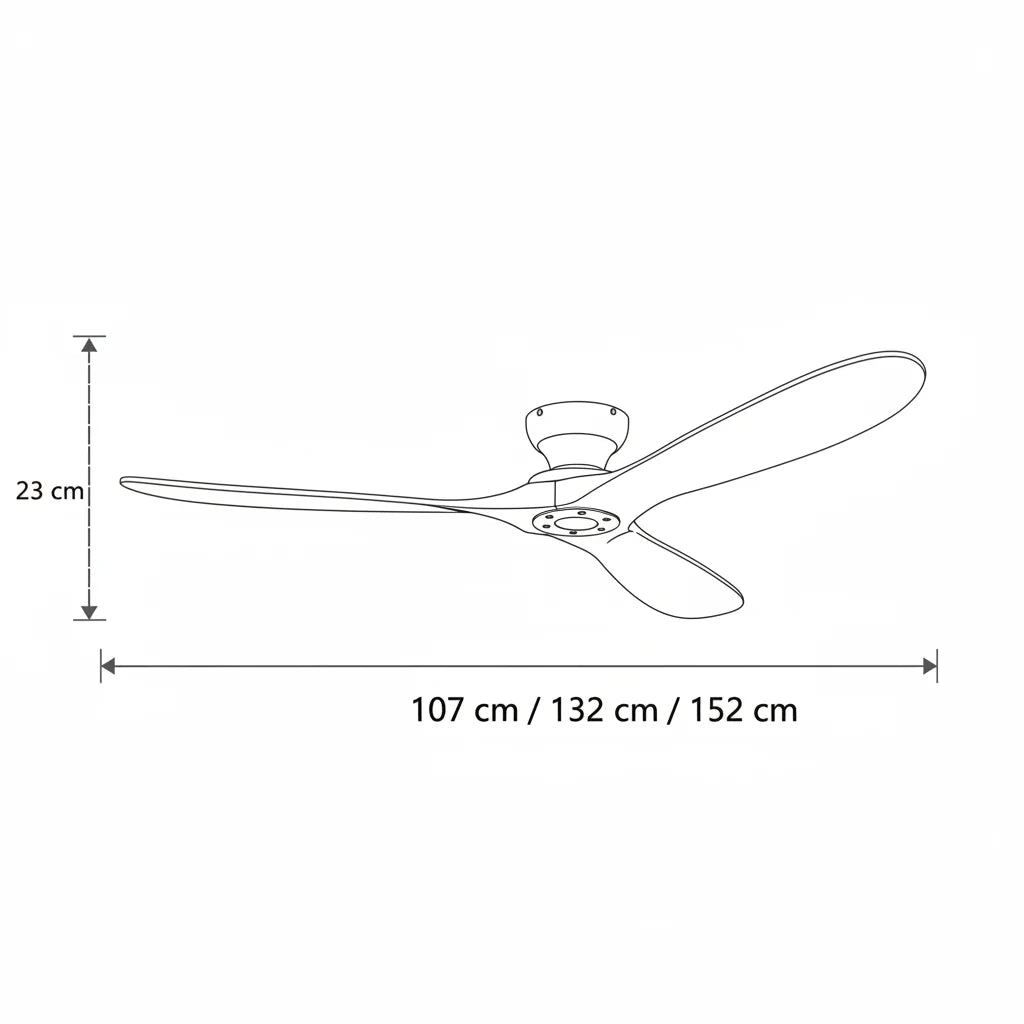 Ventilateur Plafond Bois Massif Sans LED — Moteur DC 35W Silencieux — Blanc & Bois Naturel