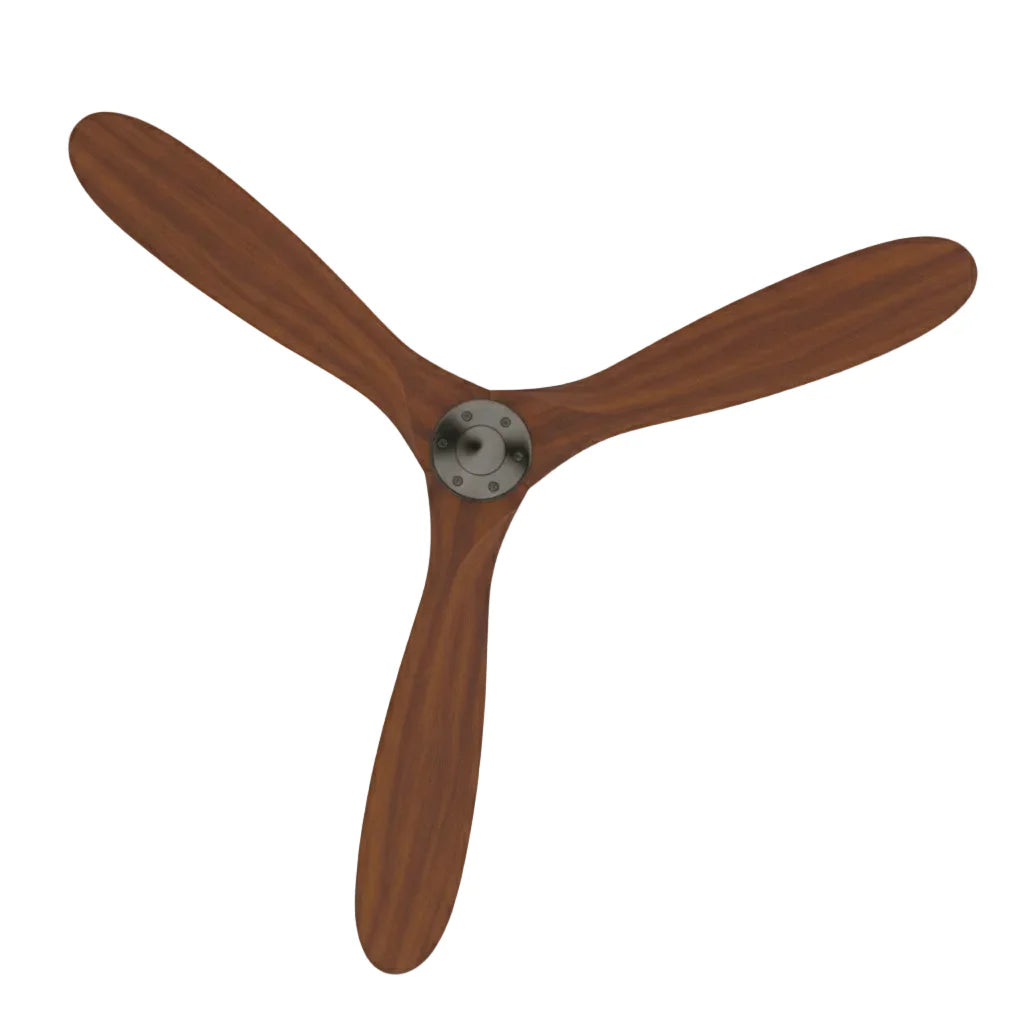 Ventilateur Plafond Vintage Industriel Sans LED — Moteur DC 35W — Argent & Bois Foncé