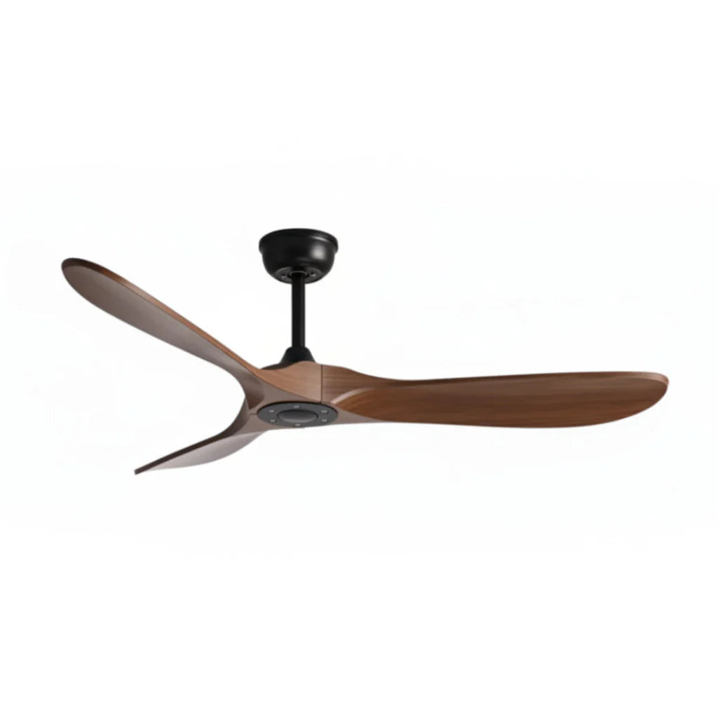 Ventilateur Plafond Vintage Industriel Sans LED — Moteur DC 35W — Noir & Bois Foncé