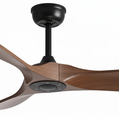 Ventilateur Plafond Vintage Industriel Sans LED — Moteur DC 35W — Noir & Bois Foncé