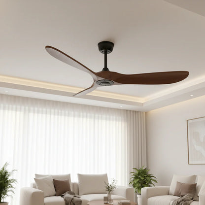Ventilateur Plafond Vintage Industriel Sans LED — Moteur DC 35W — Noir & Bois Foncé