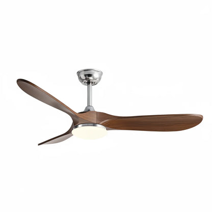 Ventilateur Plafond Vintage Industriel LED 24W — Moteur DC 35W — Argent & Bois Foncé